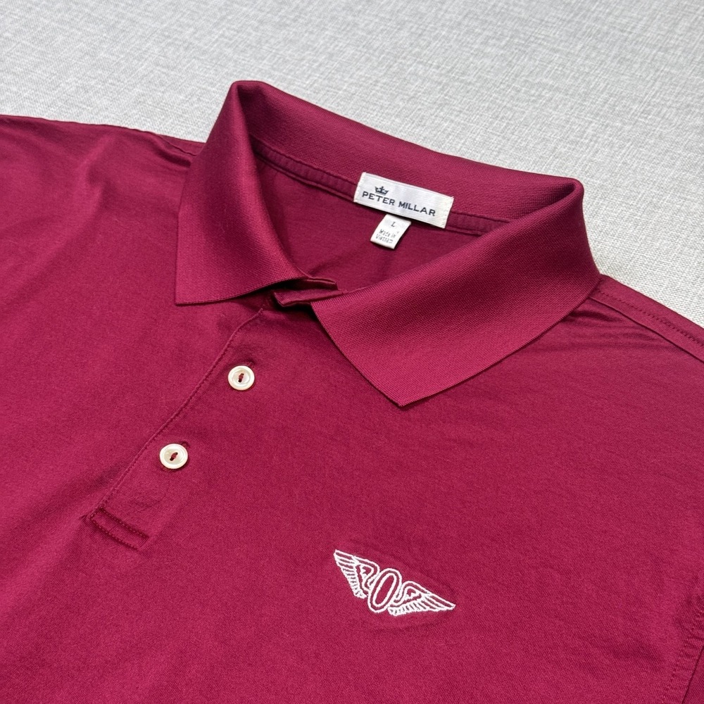 Peter Millar The Olympic Club Golf Polo Shirt Mens Large Red Cotton Short Sleeve